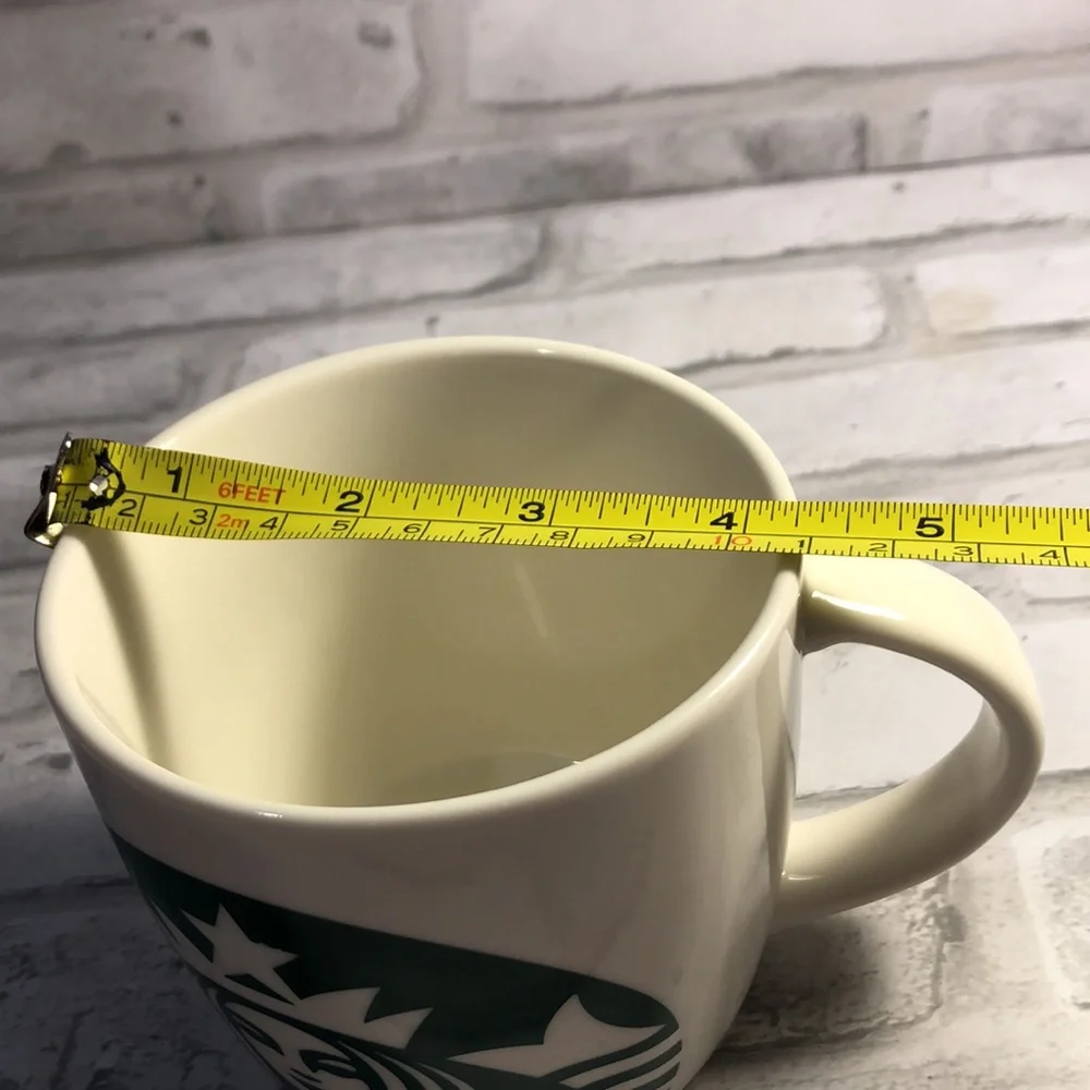 Classic 2017 white ceramic Starbucks coffee mug green siren mermaid logo 14 oz - Picture 6 of 6